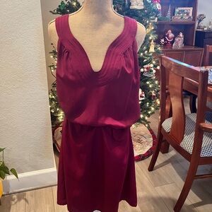 LOFT Asymmetrical Dress in Rich Burgundy